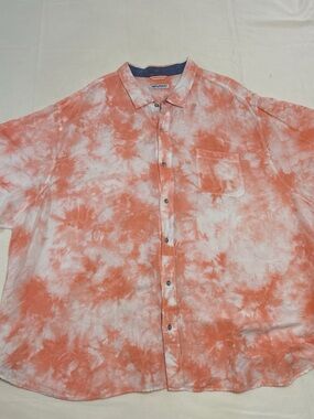 Tommy Bahama Coral and White Tie-Dye Button-Down Shirt